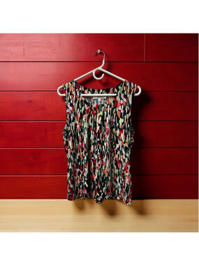 Jones Studio Career Shell Top Blouse Womens Medium MultiColor Sleeveless Summer